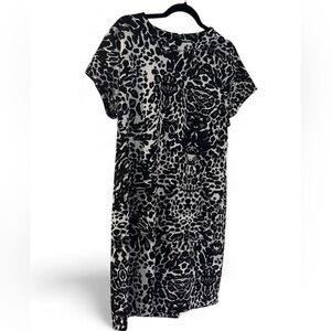 H&M Monochrome Animal Print Midi Dress